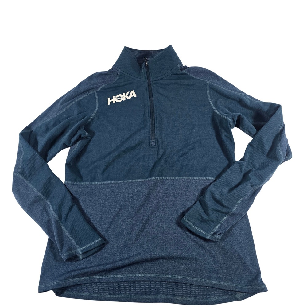 Hoka One One Mens Polartec Quarter Zip Pullover Blue Performance Running Top L